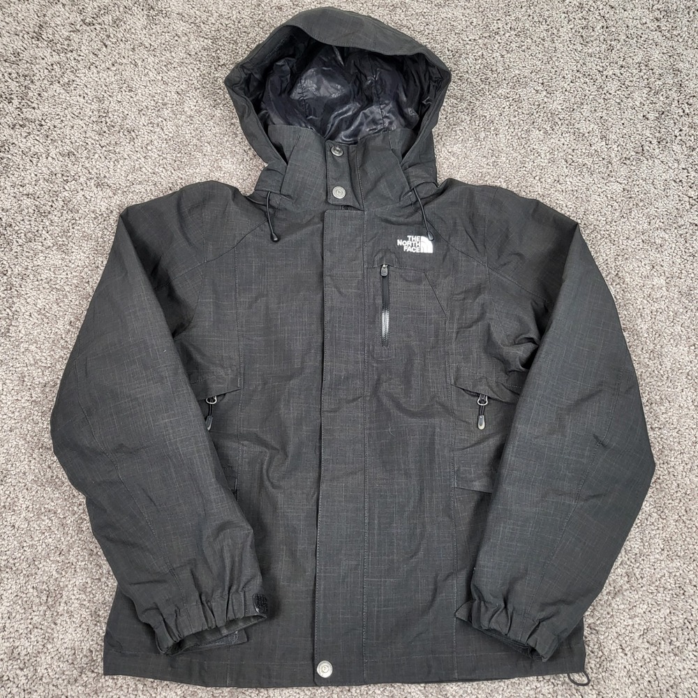 The North Face HyVent Jacket Womens Small Charcoal Gray Hooded Tech Shell